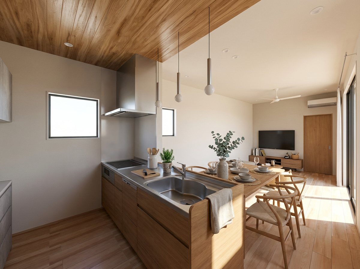 木目を活かした「シンプル・モダン」な内装